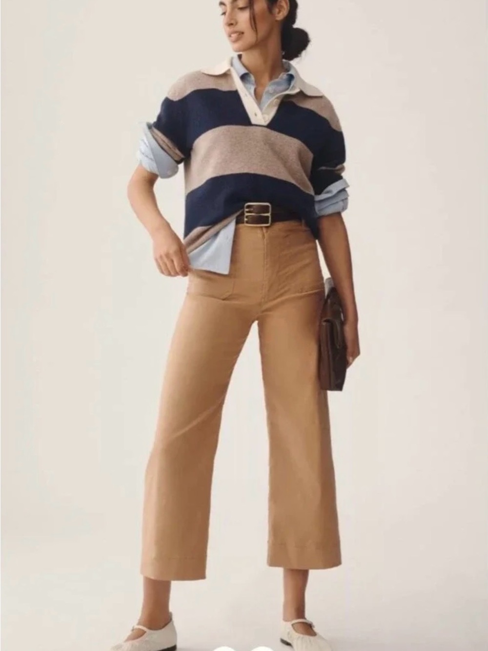 Size 25 Anthropologie Maeve Colette Cropped Wide-Leg Pants – Sand